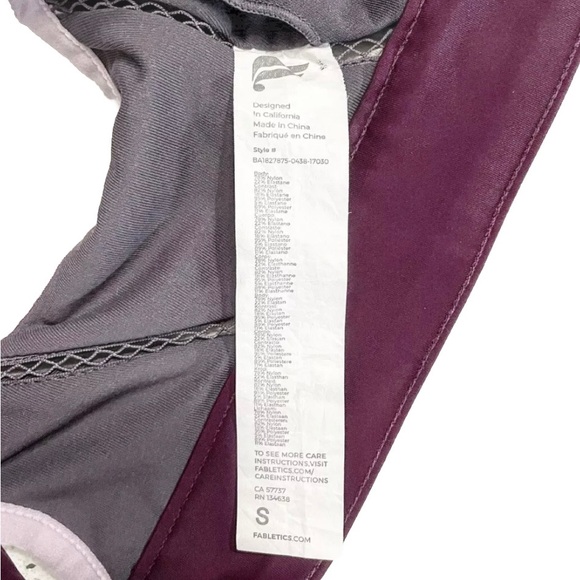 Fabletics Zoe High Impact Sports Bra Front Zip Women Small Shadow/Burgundy Shine - Picture 6 of 7